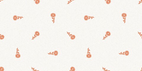 Peach fuzz botanical leaf foliage texture border two tone linen fabric effect. Soft fresh modern woodland cottagecore design, banner and on trend repeat tile ribbon. 