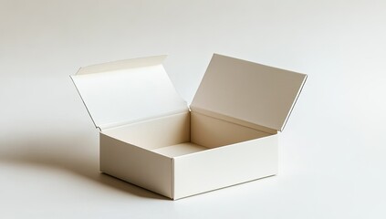 Empty open white gift box on white background