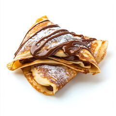 close up of nutella crepes isolated on white background