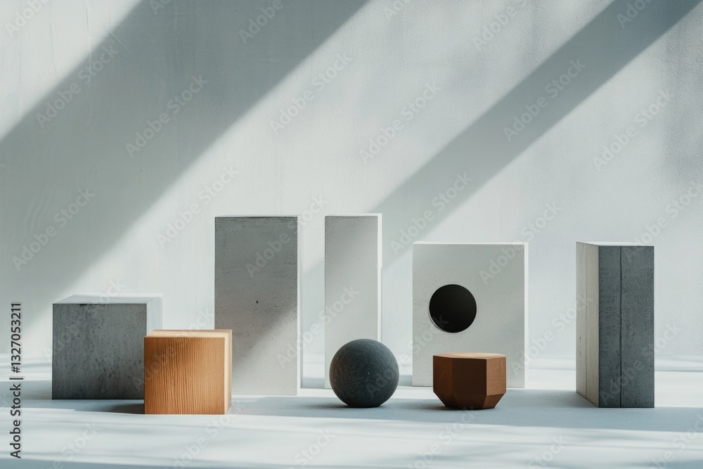Poster a collection of concrete blocks in different shapes and sizes, perfect for construction or decorativ