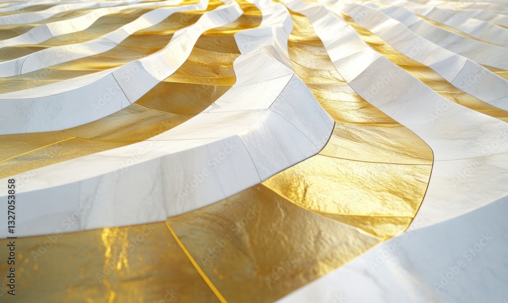 Poster gold and white abstract wavy pattern background design element