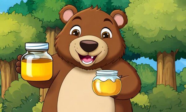 bear and honey cartoon