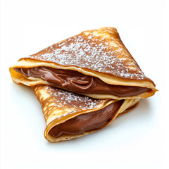 close up of nutella crepes isolated on white background
