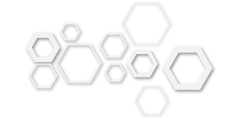 Minimalist High-Tech Concept Featuring a Seamless White and Grey Hexagon Grid Pattern, Perfect for Backgrounds, Web Design, and Innovative Digital Illustrations
