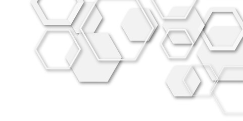 Minimalist High-Tech Concept Featuring a Seamless White and Grey Hexagon Grid Pattern, Perfect for Backgrounds, Web Design, and Innovative Digital Illustrations
