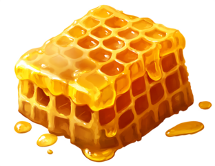 Honeycomb with honey  isolated on white background PNG , AI GENERATED