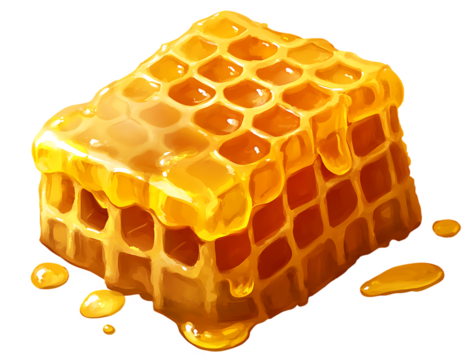Honeycomb with honey  isolated on white background PNG , AI GENERATED