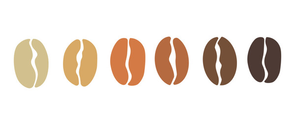 Coffee beans set. Coffee beans isolated on transparent background.