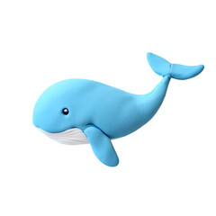 Playdough Representation of a Whale with a Solid Blue Color Against a Transparent background for Creative Projects