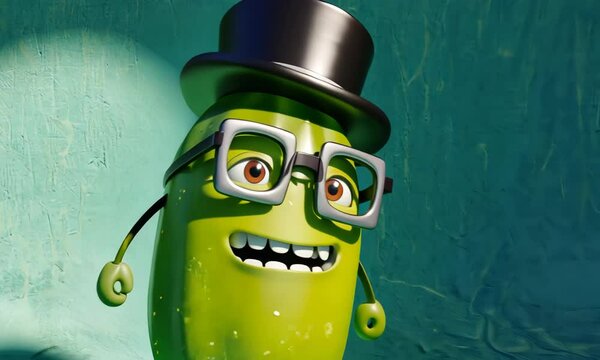 green cucumber with a smile cartoon