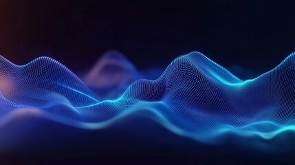 Fototapeta premium Luminescent blue data waves radiate across a cyber inspired background