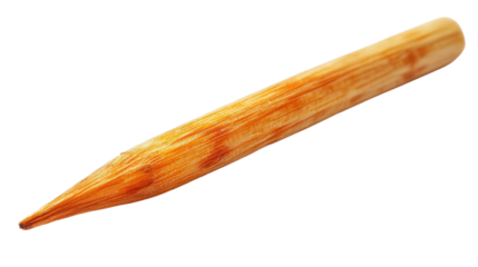 Wooden Stake Isolated: A detailed studio shot of a wooden stake, meticulously crafted, and perfectly sharpened to a point. Capturing the natural texture and warmth of the wood.