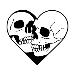 gothic heart with skull vector