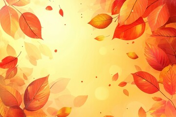 Obraz premium Autumnal symphony of vibrant leaves in golden light a captivating fall season backdrop evoking warmth and tranquility perfect for seasonal designs and artistic projects
