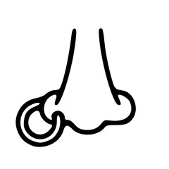 nose with nostril piercing outline vector illustration