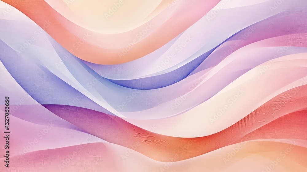Poster serene blend of pastel waves creating a tranquil abstract background