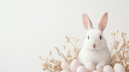 Obraz premium Easter bunny festival celebrating april with eggs and greetings in a spring setting