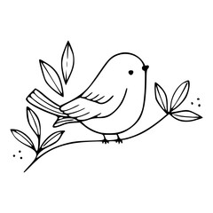 cute bird on branch vector illustration