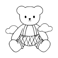 teddy bear vector illustration with cute overalls