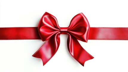 Glossy Red Ribbon Bow with Smooth Texture