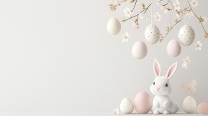 Obraz premium Easter festival celebration with bunny and eggs april wonderland decorative scene whimsical environment playful viewpoint