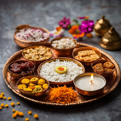 An Indian brother and sister celebrating Bhai Dooj with a traditional tilak ceremony, exchanging gifts and sweets, symbolizing love and lifelong sibling bonding in a festive atmosphere.