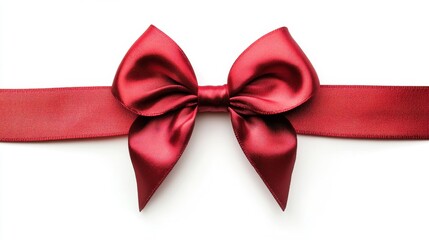 Fototapeta premium Elegant Red Ribbon Bow on a White Background