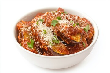 Fototapeta premium Delicious parmigiana bowl with fresh tomato sauce italian cuisine close up capturing culinary art healthy vegetarian dish