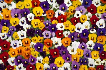 Vibrant Colorful Pansy Flower Background Blooming Garden