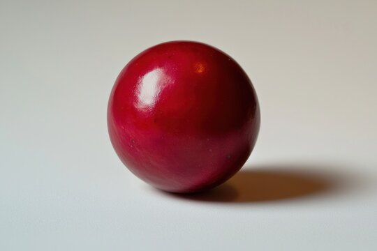 Captivating glossy red ball on a white surface featuring smooth texture and soft shadow with clean look