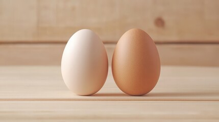 Two Eggs on Wooden Surface