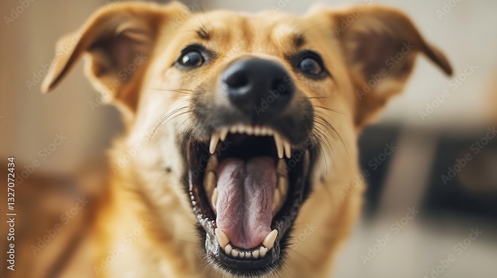 Poster happy cheerful dog with open mouth and joyful expression showcasing its playful nature : generative 