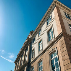 Fototapeta premium A stunning view of a building's facade against the sky.