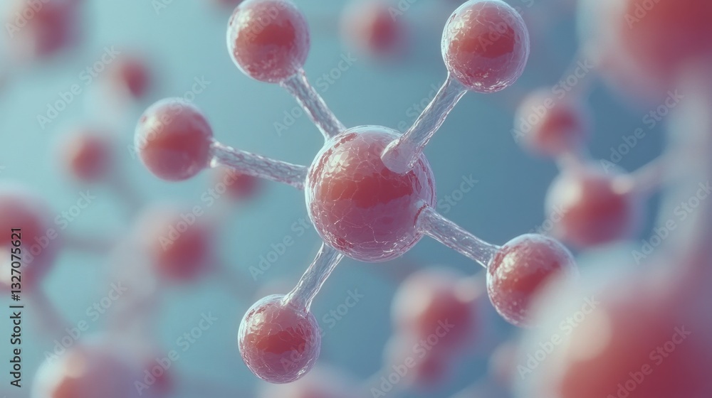Poster abstract molecular structure visualization showcasing scientific research and innovation with a soft