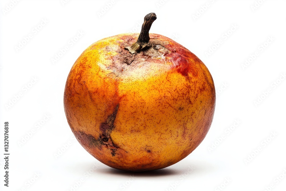 Poster isolated orange pear with stem on a white background studio shot high resolution macro for stock use