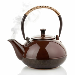 A classic teapot isolated on a white background, showcasing its elegant design.