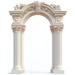 Obraz premium Elegant Architectural Arch: A detailed and ornate, classic architectural arch, showcasing intricate carvings, a curved design, and a sense of grandeur, stands as a testament to timeless beauty.