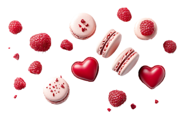 Red hearts on white background seamless pattern isolated on white background PNG,AI GENERATED