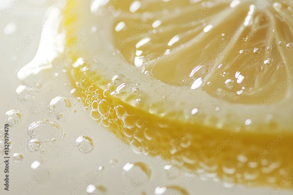Aufkleber captivating citrus slice fresh lemon in clear sparkling water close up macro view sweet and sour tas