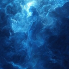 Obraz premium Ethereal blue nebula cloudscape with swirling smoke and light creating a dreamy cosmic atmosphere