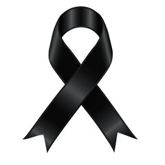 Black awareness ribbon isolated on transparent background