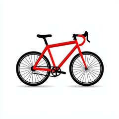 Fototapeta premium Bold minimal outline icon of a red bicycle isolated on a clean white background for creative and graphic design projects