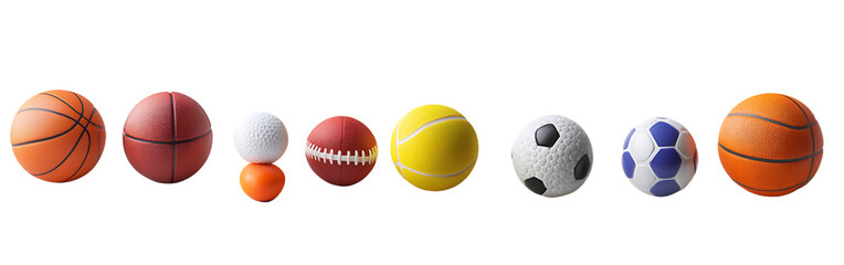 Fototapeta premium Set of various sports balls on white background, basketball, kasi, bowling. design elements