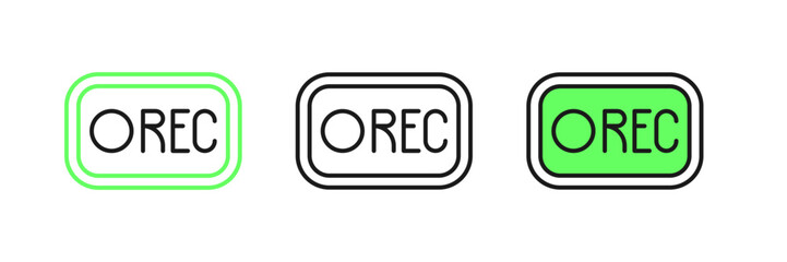 Set line Record button icon isolated on white background. Rec button. Vector