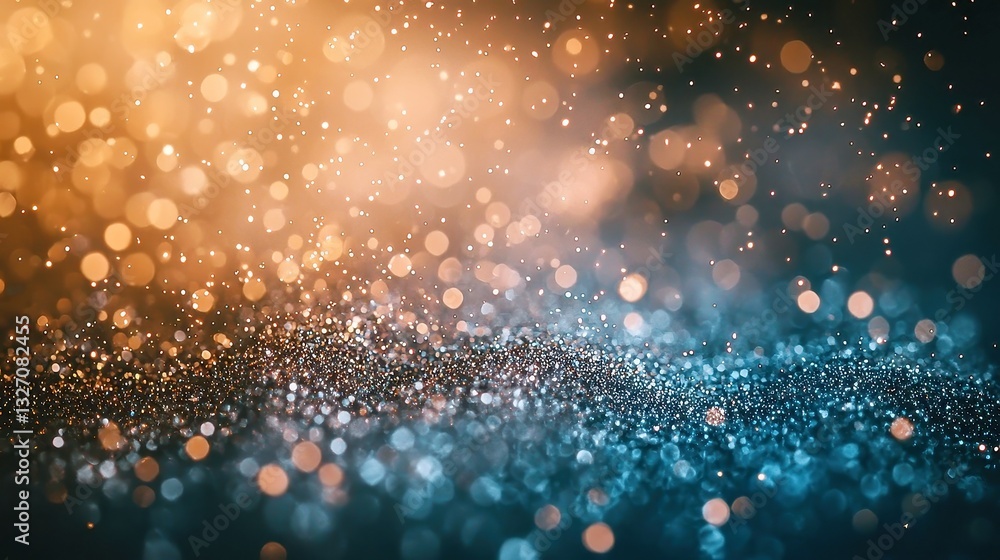 Poster dreamy terracotta waves, abstract macro scene with grainy texture, shimmering particles, soft bokeh 