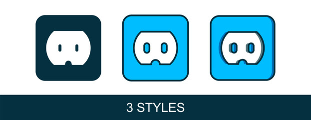 Filled outline Electrical outlet icon isolated on white background. Power socket. Rosette symbol. Vector