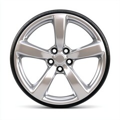 Obraz premium Unique silver wheel icon featuring a minimalistic design isolated on a bright white background emphasizing simplicity and style