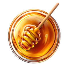 Honey in plate top view isolated on a transparent background