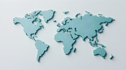 Modern global map illustration aerial view of world geography in graphic design studio