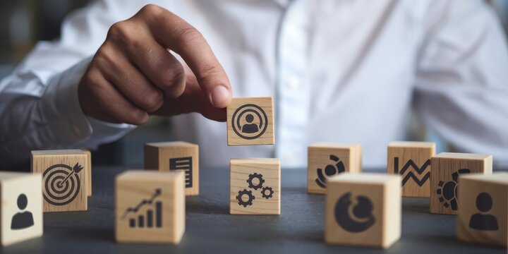 Strategic Business Planning: Building Success with Wooden Blocks